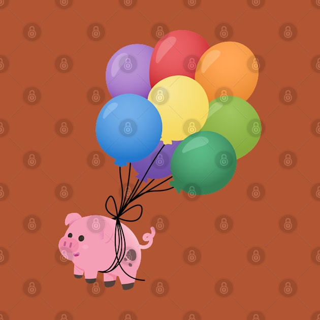 Flying Pig - Balloons by StrayKoi