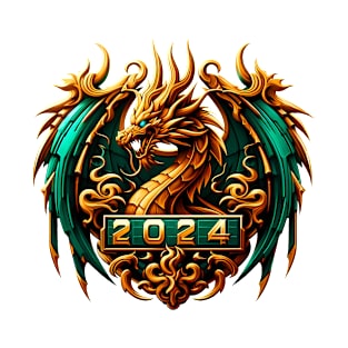 Wooden Gold Green Dragon 2024 T-Shirt