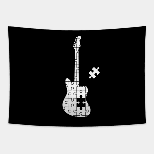 Puzzle Offset Style Electric Guitar Silhouette Tapestry