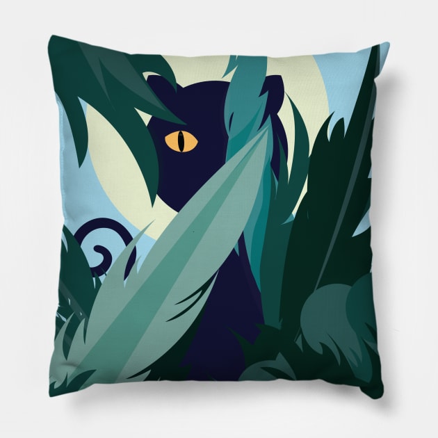 Black Cat Yellow Eyes Pillow by Tesszero