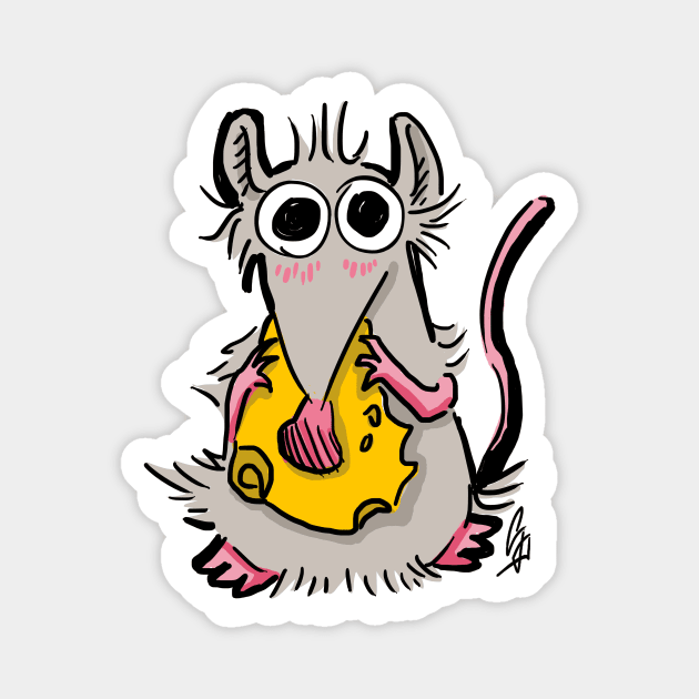 Mouse with cheese Magnet by GrunpyFrog