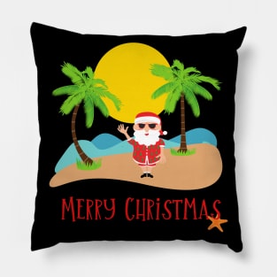 Merry Christmas Australian Beach Santa Pillow