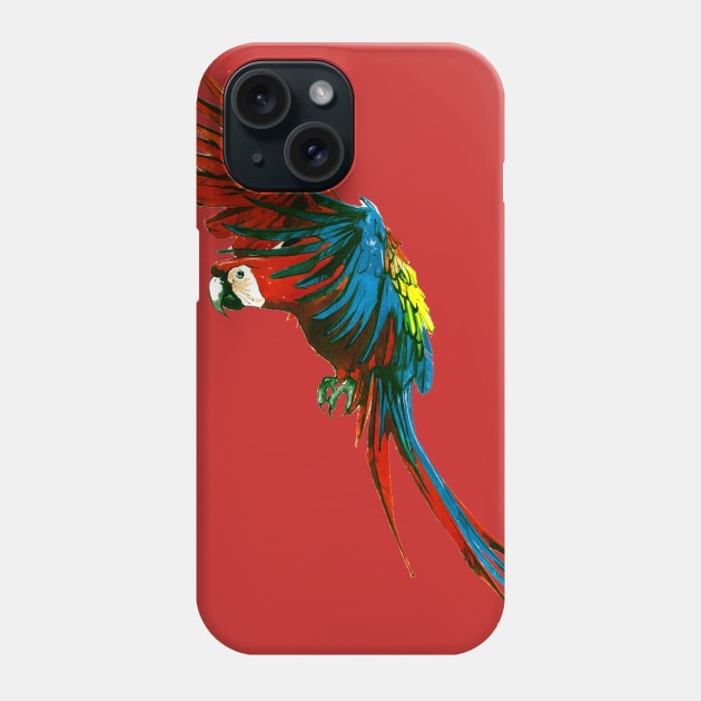 Scarlet Macaw 3 Phone Case by A.E. Kieren Illustration