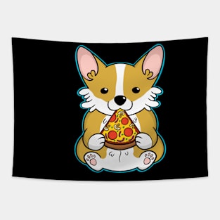 Cute Corgi with Pizza Tapestry