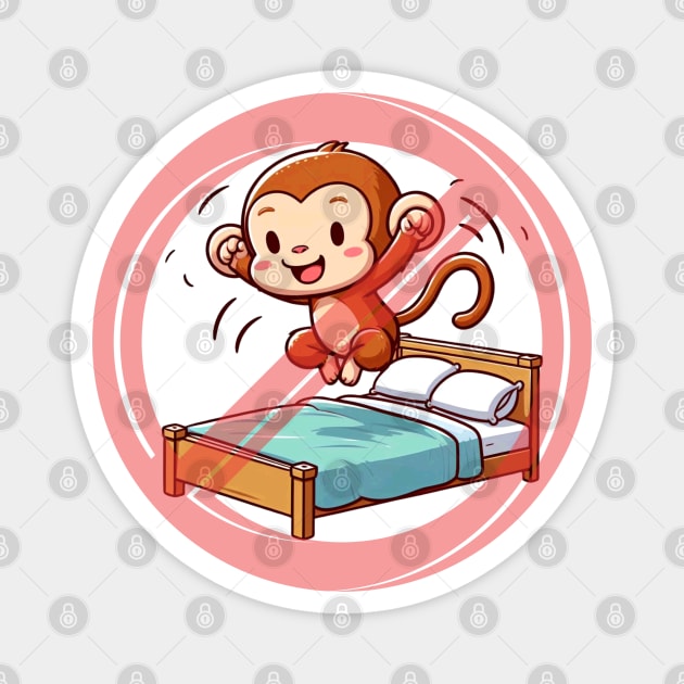 No Jumping On The Bed Monkey Magnet by Etopix