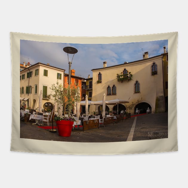 Square in Garda in North East Italy Tapestry by jojobob