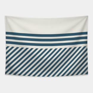 Geometric blue beige pattern abstract lines Tapestry