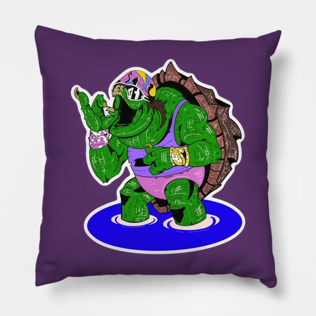 Macho Turtle Rippy Shellage Pillow by Acts of Violence