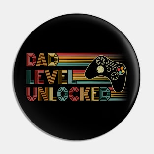 Funny New Dad Shirt Dad Level Unlocked Gaming Gamer Dad Mens Pin