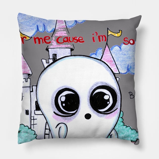 Adorable scary ghost big eyes Pillow by BalumbaArt