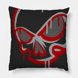 Red And Grey Graffiti Skull Pillow