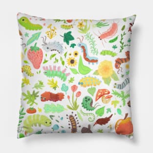 Cute Caterpillars with Fruits n' Flowers for Kids Pillow