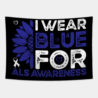 Als Awareness I Wear Blue For ALS Awareness Sunflower Tapestry