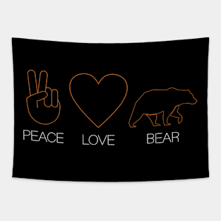 Peace - Love - Bear - Grizzly Bear Tapestry