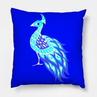 blue shining phoenix peacock ecopop pattern Pillow