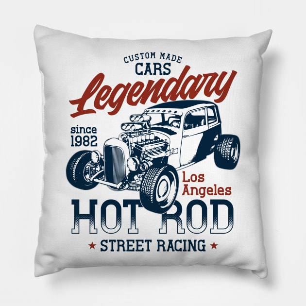 Hot Rod Street Racing Los Angeles Pillow by Verboten