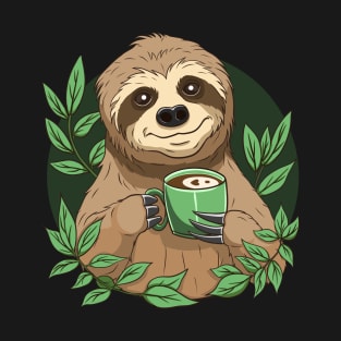 Cute Sloth With Coffee T-Shirt