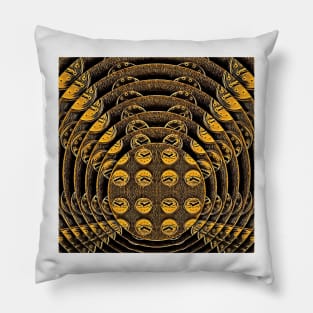 circular concentric design metallic gold and black clock faces Pillow