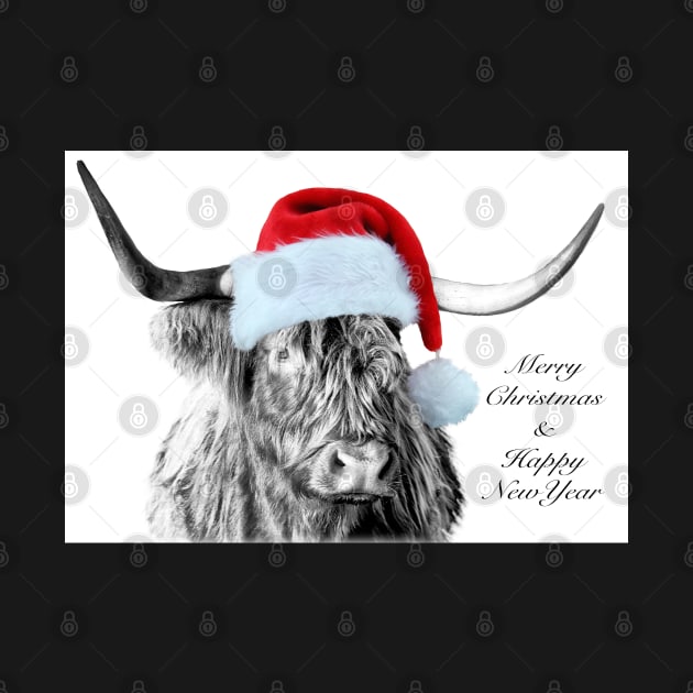 Highland Cow with Santa Hat by Jane Braat