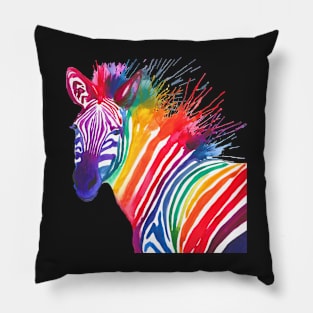 Rainbow Zebra Pride Pillow