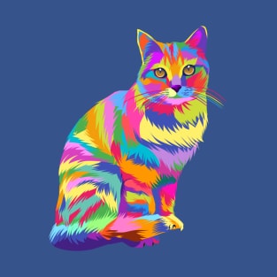 Colorful cute sitting cat T-Shirt