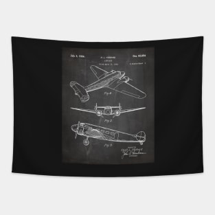 Lockheed Airplane Patent - Electra Air Plane Art - Black Chalkboard Tapestry