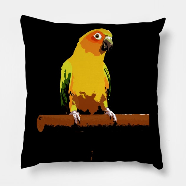 Sun Conure Vector Pillow by tribbledesign