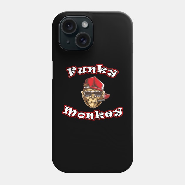 Funny Funky Monkey Phone Case by Graphic designs by funky