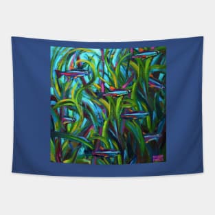 Go With The Flow Neon Tetras by Robert Phelps Tapestry