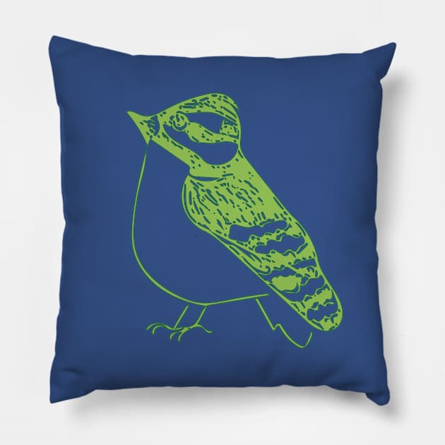 Green Bird Pillow by fruitfulart