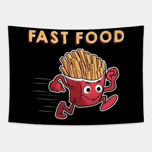 Cute & Funny Fast Food Running French Fries Punny Tapestry