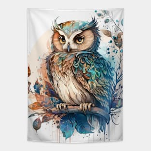 Owl Bird Portrait Animal Painting Wildlife Outdoors Adventure Tapestry