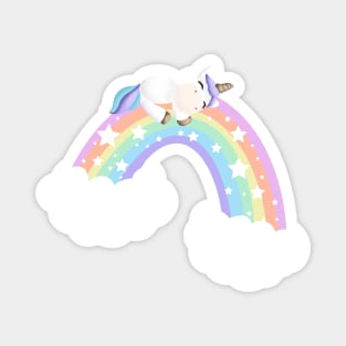 Cute unicorn laid on a rainbow Magnet