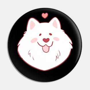 Cute Samoyed face with a heart illustration Pin