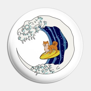 The Great Wave Surfin Shib Pin