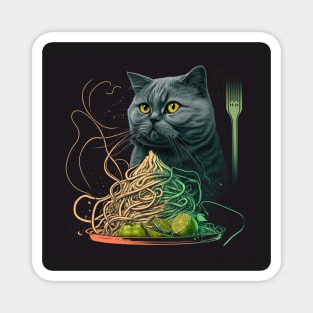 Spaghetti Noodles And British Shorthair Cat Magnet