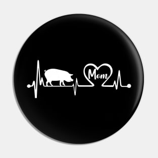 Mother's Day Gifts T-Shirt Pig Mom Heartbeat Lover Pin