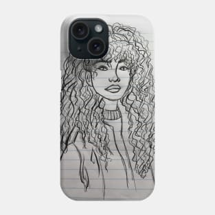 Curly Hair Sketch Phone Case