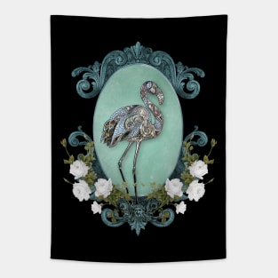 Wonderful elegant flamingo with flowers Tapestry