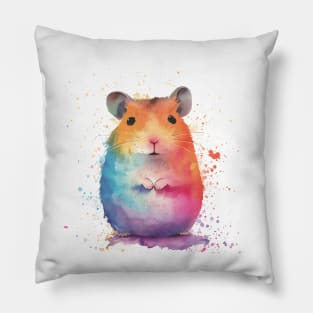 Hamster Pop Art Water Colors for Animal Lovers Pillow