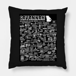 Savannah Georgia Map Art Pillow