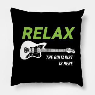 Relax The Guitarist Is Here Offset Style Electric Guitar Dark Theme Pillow