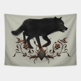 Awesome black wolf Tapestry