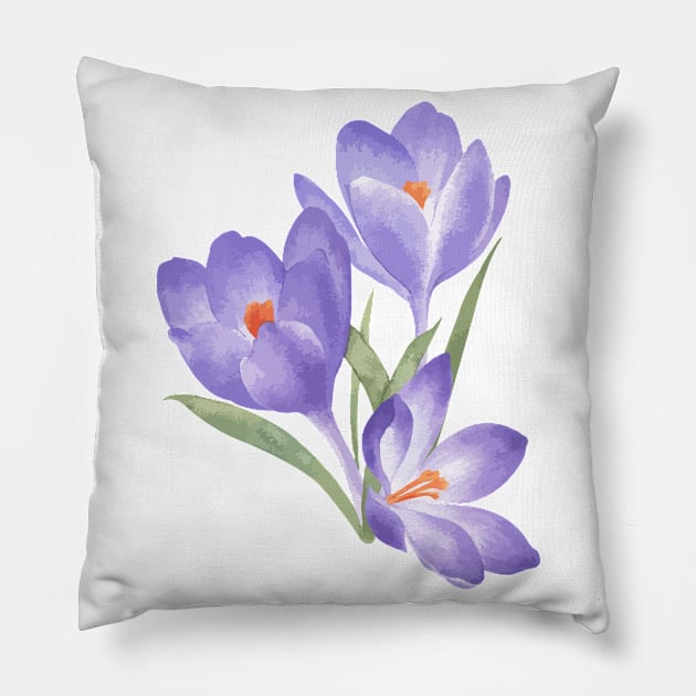 Winter Floral Watercolor Design Pillow by LittleMissy