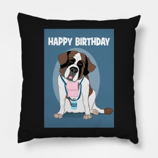 St Bernard dog brings sanitiser and toilet roll for birthday Pillow