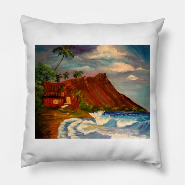 Diamond Head Hut Pillow by jennyleeandjim