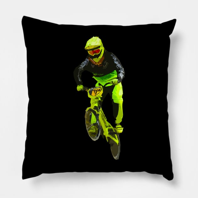 bmx lime green Pillow by rickylabellevie