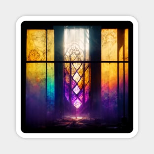 Stained Glass Glowing Church Magnet