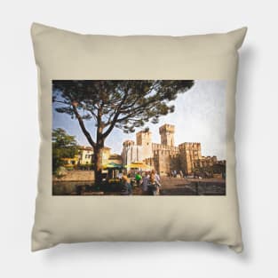 Sirmione Scaliger Castle with artistic filter Pillow