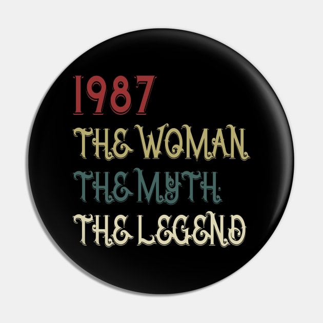 Vintage Retro 33rd Birthday Gift Womens 1987 Legend Pin by Damsin